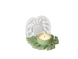 Molde silicona porta vela forma de hoja 